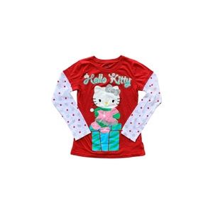 {Sanrio} Hello Kitty Red Polka Dot Christmas Long Sleeve Shirt • Size 10/12